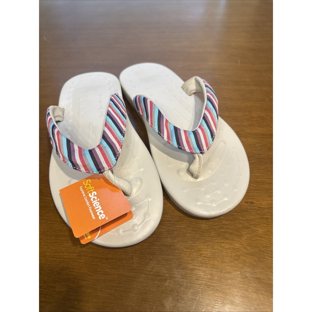 Soft Science Flip Flop Unisec Canvas Striped Pastels Womens 9 NWT